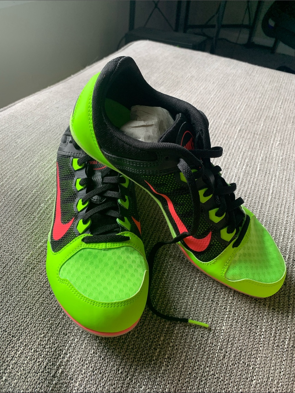 NWOT Women’s Neon Green Athletic Track Running Spikes with Black and Pink